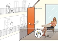 1x Paravent terracotta-orange in Wandbefestigung mit 2x Wand-Clip und vorne mit Fuplatte
