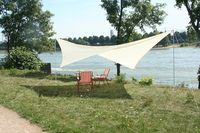 Camping-Freizeit-Sonnensegel (3) Vierecksegel 4 x 4 m - sandfarben - leicht aufgebaut als Sonnenschutz und Sichschutz