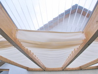 Sonnensegel Terrassendach 58 x 220 cm - uni wei - mit 20x Laufhaken + 2x Stopper