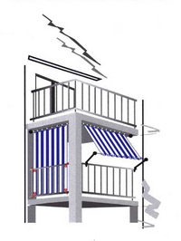 Schema Beschattung Balkon mit Bausatz Balkon II + Senkrechtsonnensegel