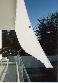 Sonnensegel 240 x 140 cm wei mit Seilspanntechnik Bausatz Balkon II 