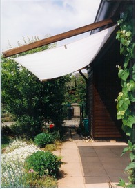 Sonnenschutz Terrasse Schrebergartenhaus mit Sonnensegel 270 x 140 cm wei