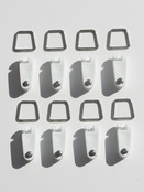 Packungsinhalt - Peddy Shield Drehfix - senersatz - 8x Speziallaufhaken zum Festschrauben am SonnenSegel + Trapezring zum Aufhngen